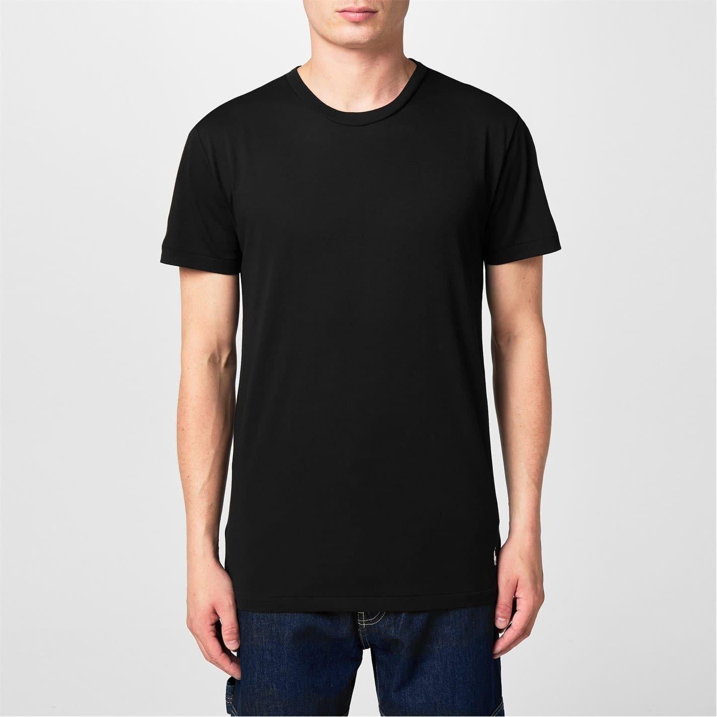 Black - Back - Ralph Lauren Mens Classic Cotton T-Shirt (Pack of 3)