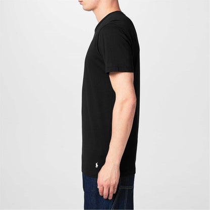 Black - Side - Ralph Lauren Mens Classic Cotton T-Shirt (Pack of 3)