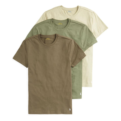Brown-Green-Beige - Front - Ralph Lauren Mens Classic Cotton T-Shirt (Pack of 3)