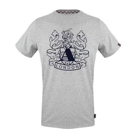 Grey - Front - Aquascutum Mens Shield Logo Jersey Crew Neck T-Shirt