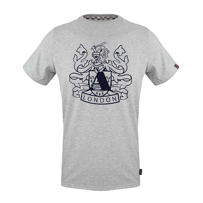 Grey - Front - Aquascutum Mens Shield Logo Jersey Crew Neck T-Shirt