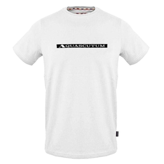 White - Front - Aquascutum Mens Contrast Striped Logo T-Shirt