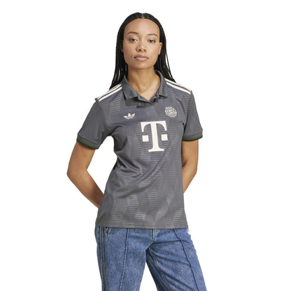 Grey - Pack Shot - Adidas Womens-Ladies Wiesn FC Bayern Munich Polo Shirt