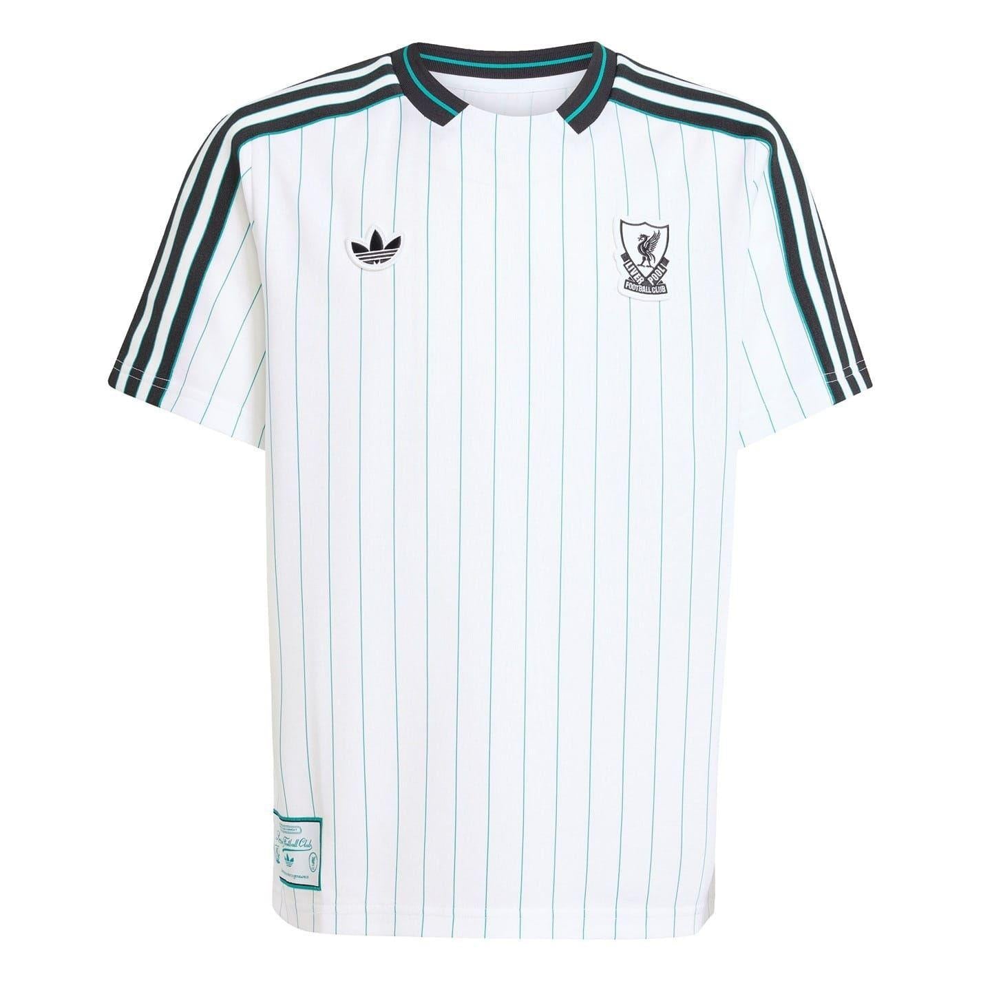 White-Green - Front - Adidas Childrens-Kids Terrace Icons 25-26 Liverpool FC Jersey