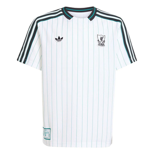 White-Green - Front - Adidas Childrens-Kids Terrace Icons 25-26 Liverpool FC Jersey