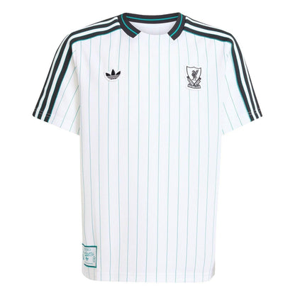 White-Green - Front - Adidas Childrens-Kids Terrace Icons 25-26 Liverpool FC Jersey