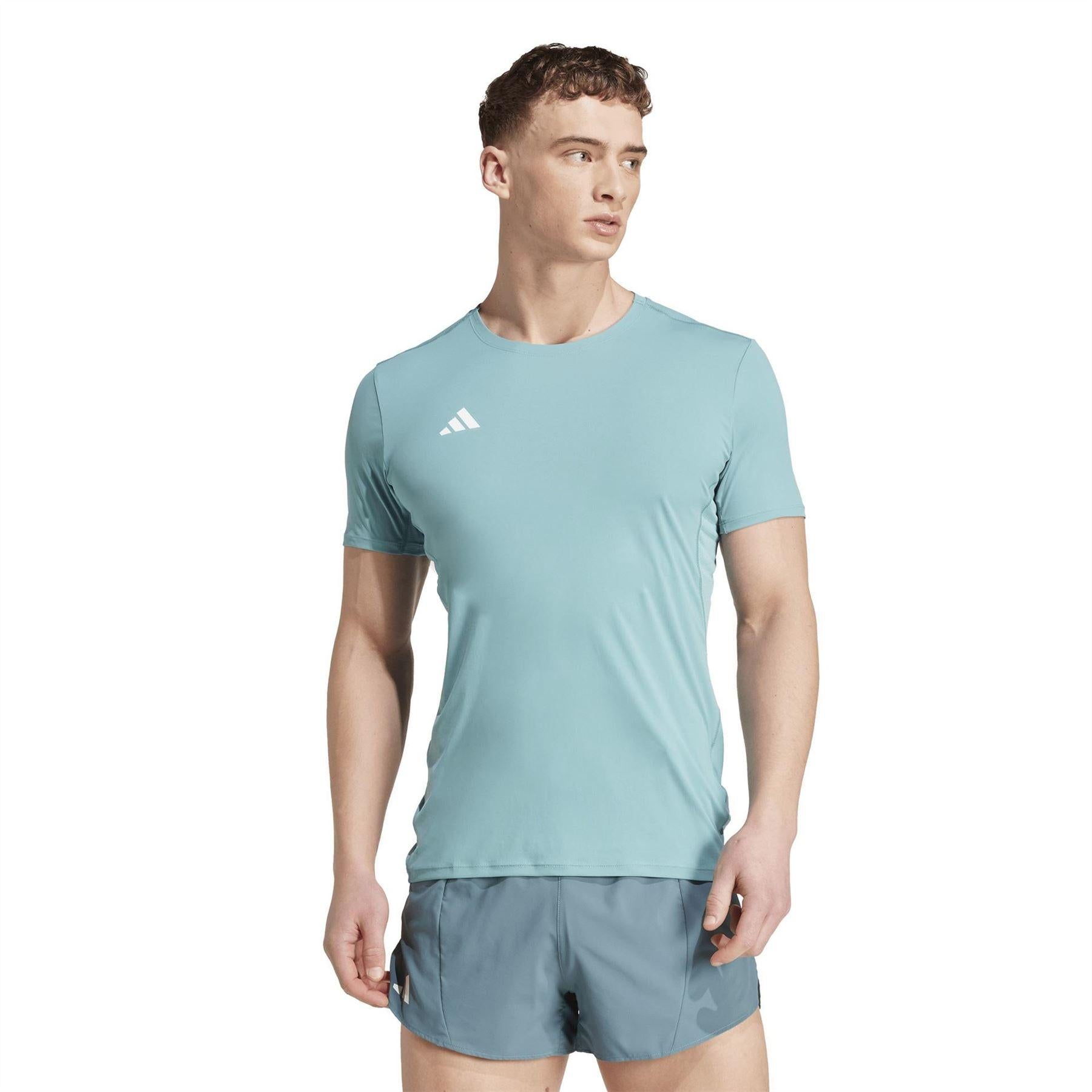 Teal - Lifestyle - Adidas Mens Adizero Essentials Running T-Shirt