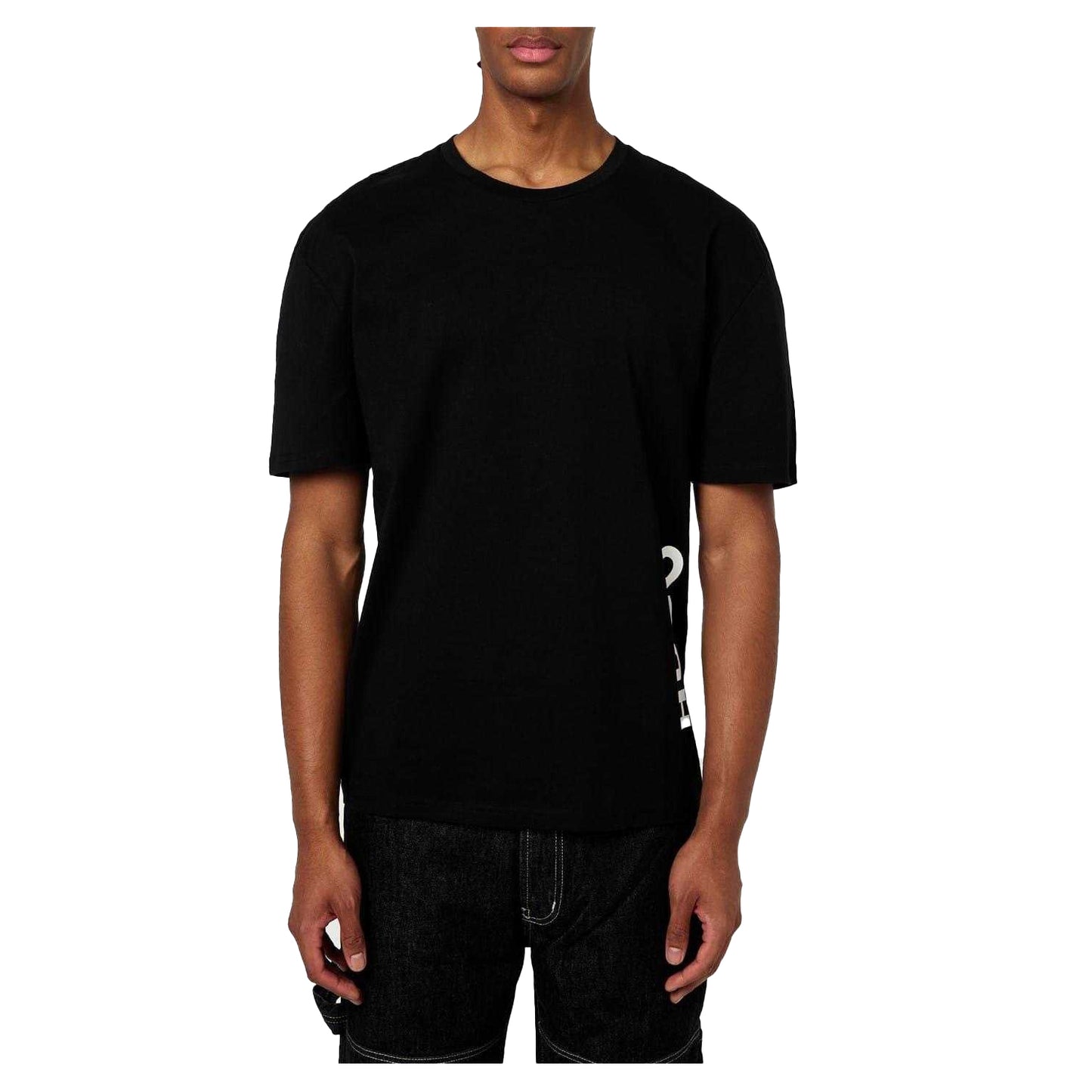Black - Side - Hugo Mens Logo Organic Cotton T-Shirt