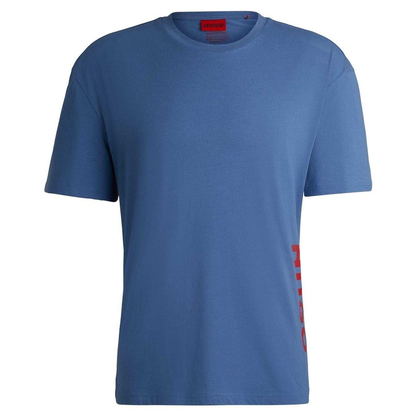 Medium Blue - Front - Hugo Mens Logo Organic Cotton T-Shirt