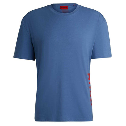 Medium Blue - Front - Hugo Mens Logo Organic Cotton T-Shirt
