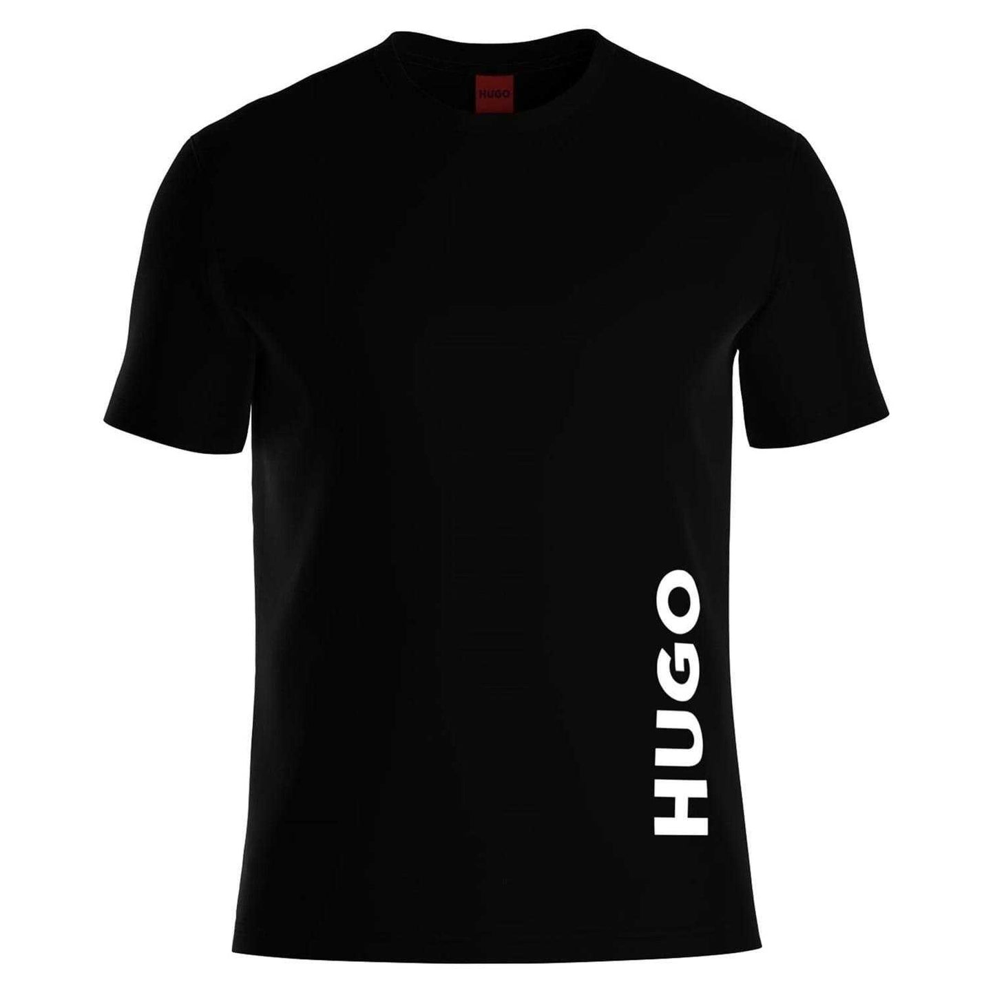 Black - Front - Hugo Mens Logo Organic Cotton T-Shirt