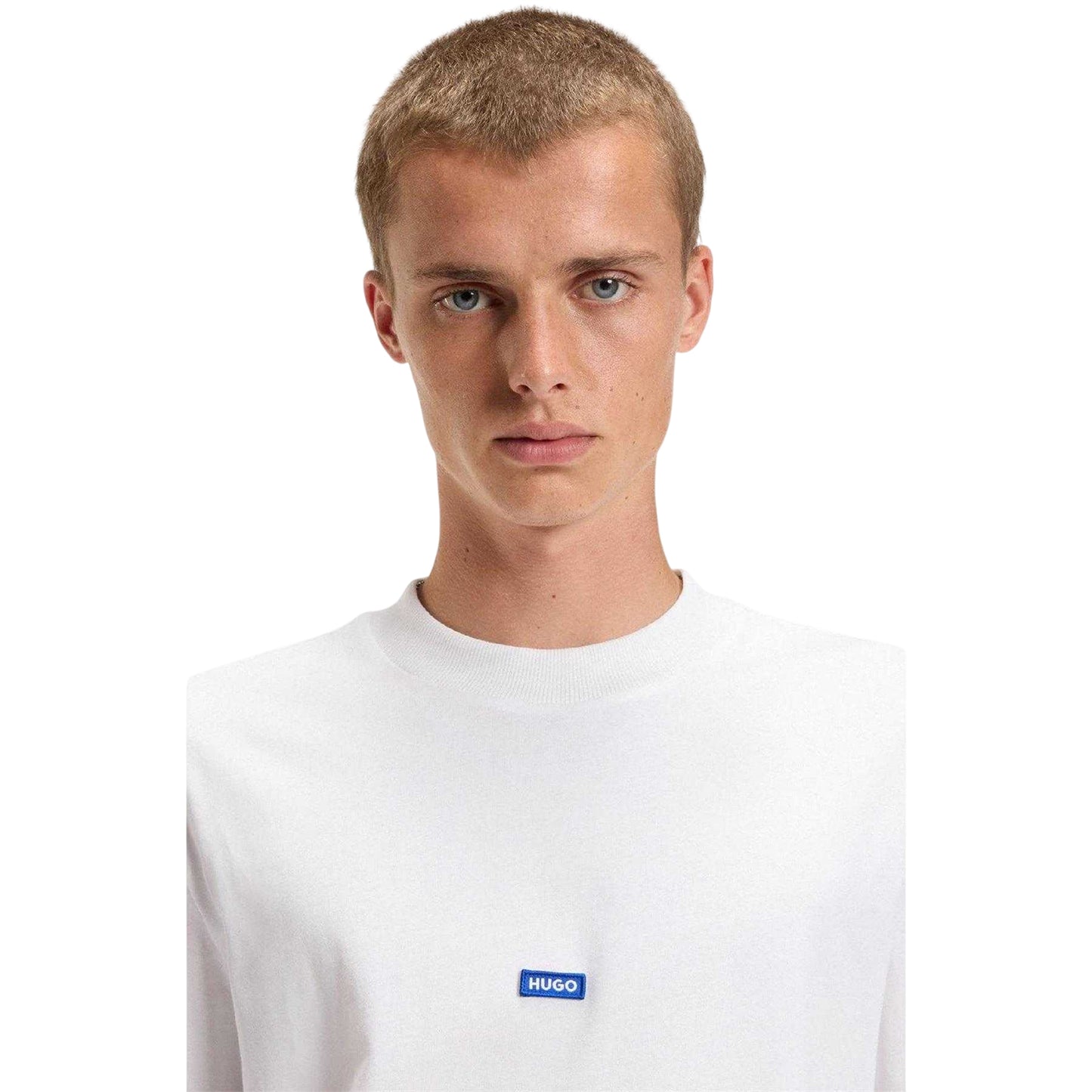 White - Side - Hugo Mens Nieros Logo Regular Short-Sleeved T-Shirt