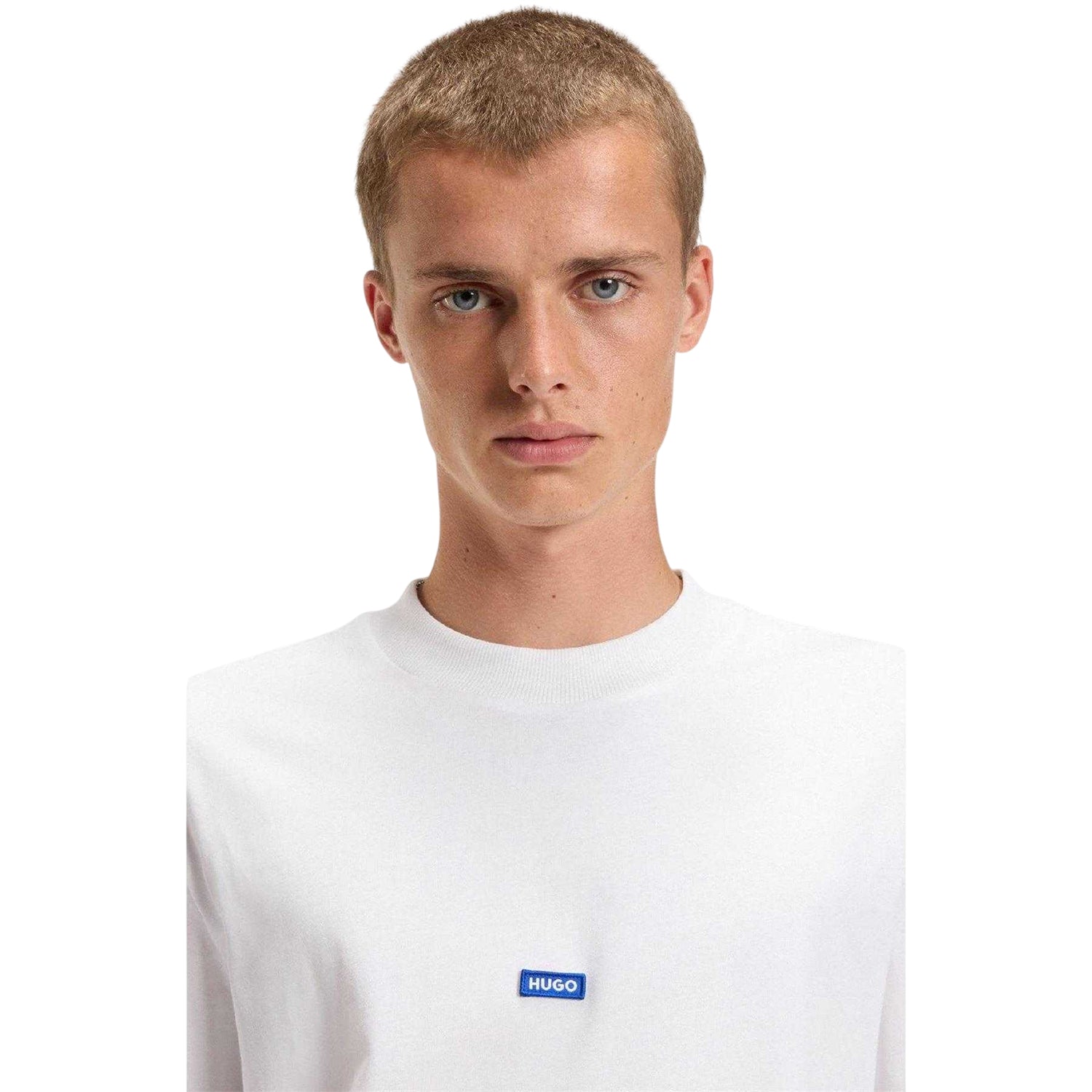 White - Side - Hugo Mens Nieros Logo Regular Short-Sleeved T-Shirt