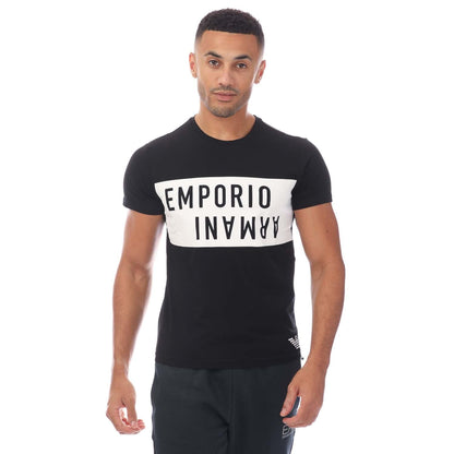 Black-White - Front - Emporio Armani Mens Crew Neck T-Shirt