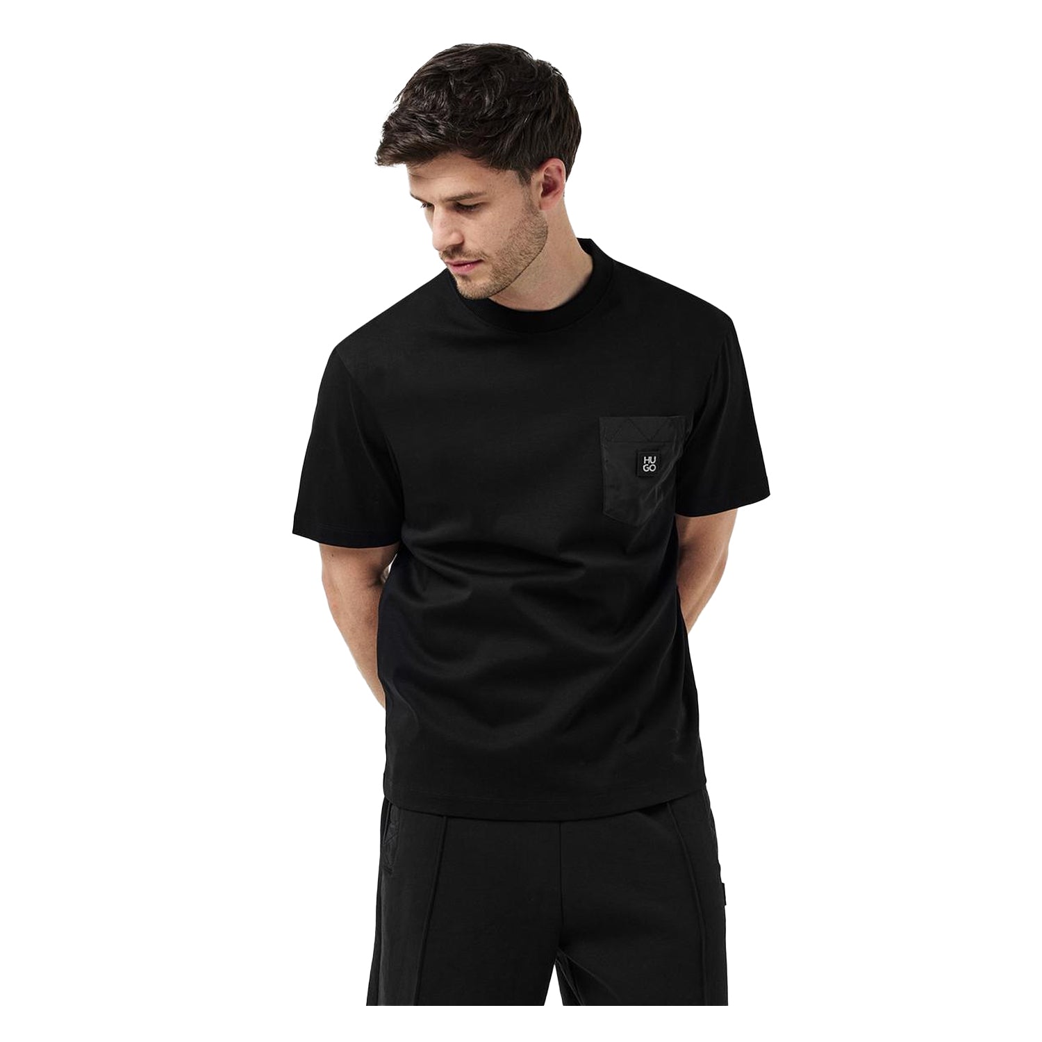 Black - Side - Hugo Mens Logo Regular T-Shirt