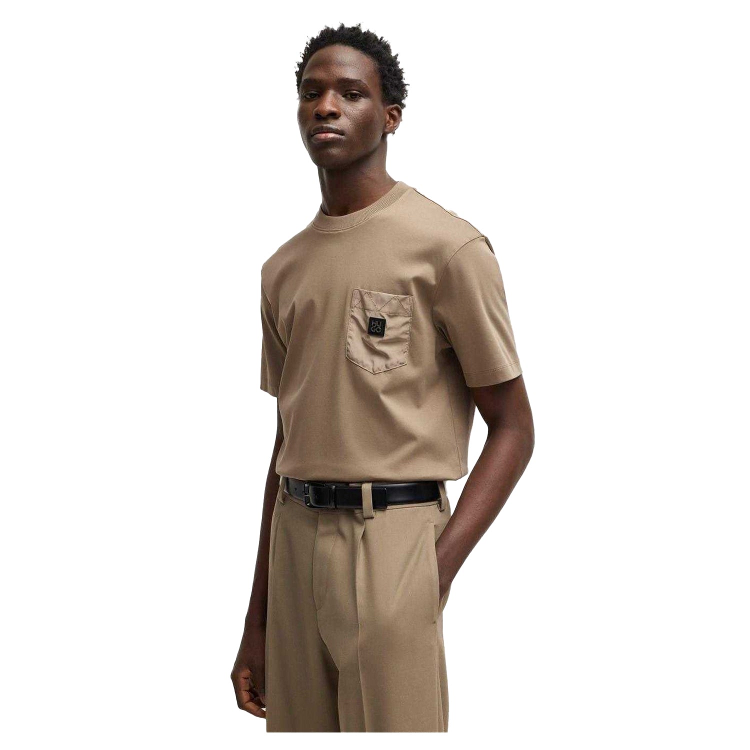 Medium Brown - Side - Hugo Mens Logo Regular T-Shirt