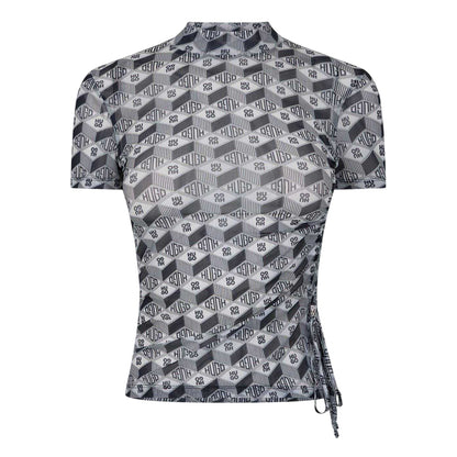 Grey - Front - Hugo Womens-Ladies Lettering Mock Neck T-Shirt