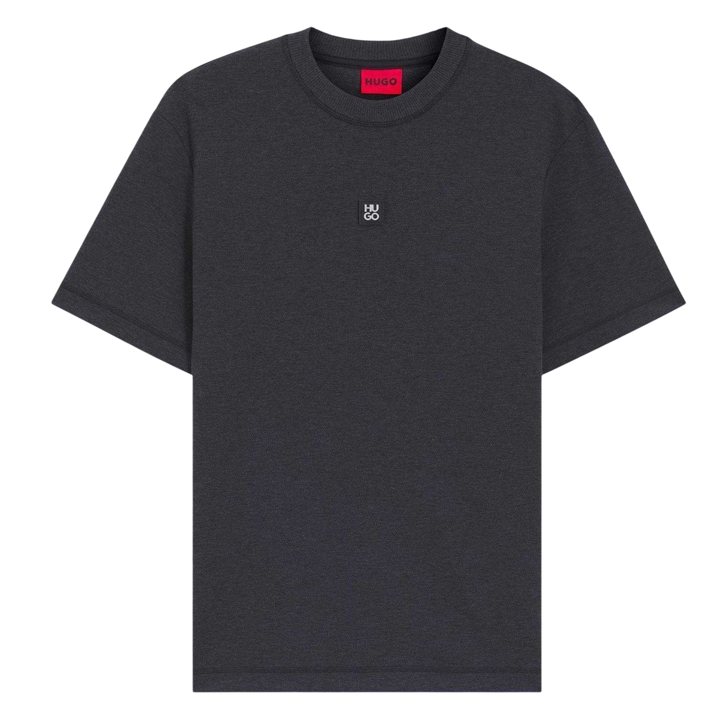 Medium Grey - Front - Hugo Mens Ribbed Crew Neck T-Shirt