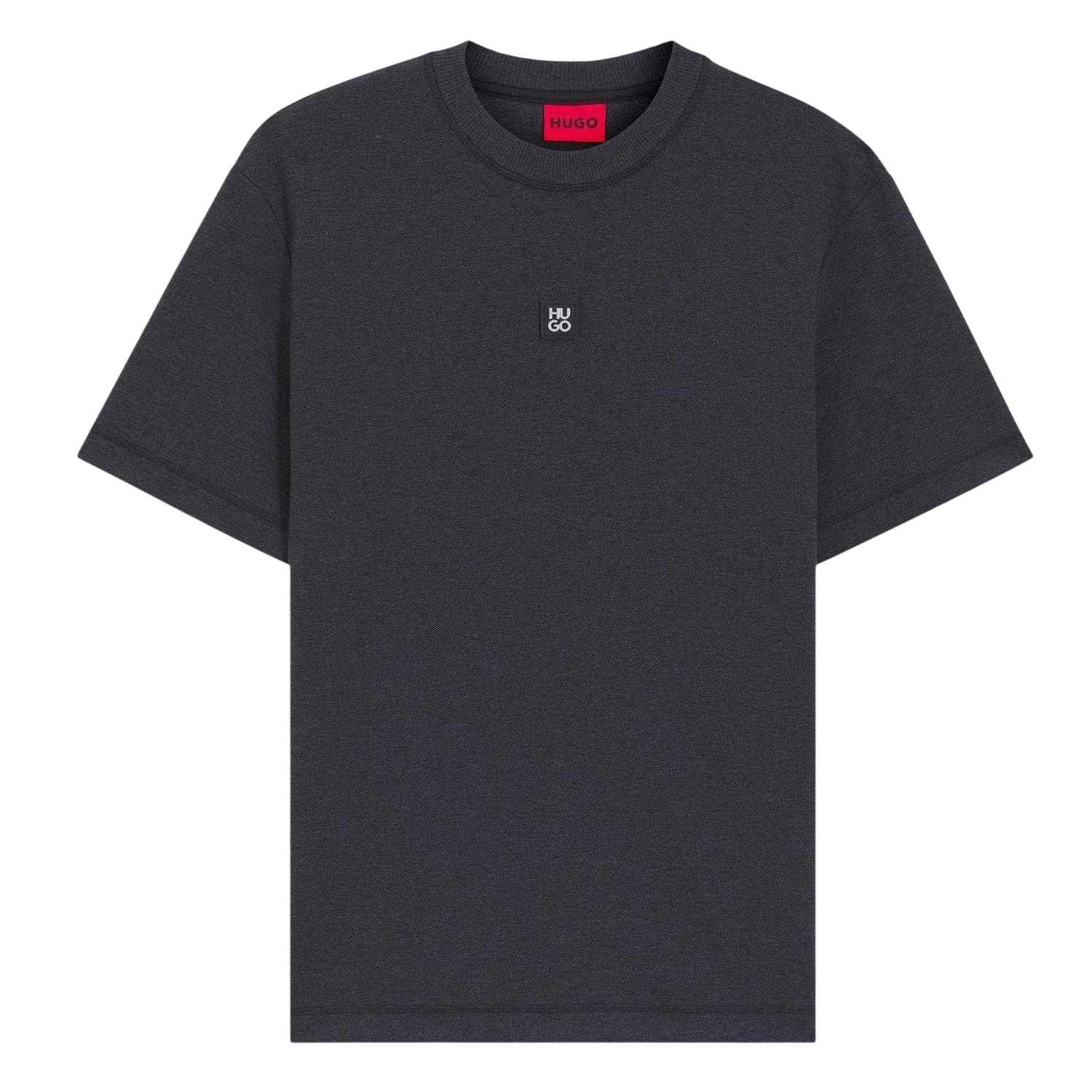 Medium Grey - Front - Hugo Mens Ribbed Crew Neck T-Shirt