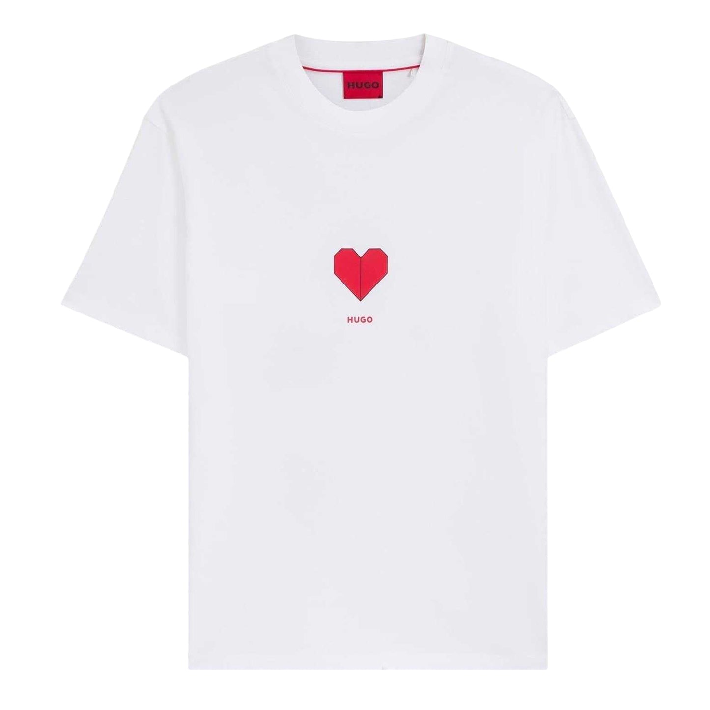 White - Front - Hugo Mens Dalentin Origami Cotton Regular T-Shirt