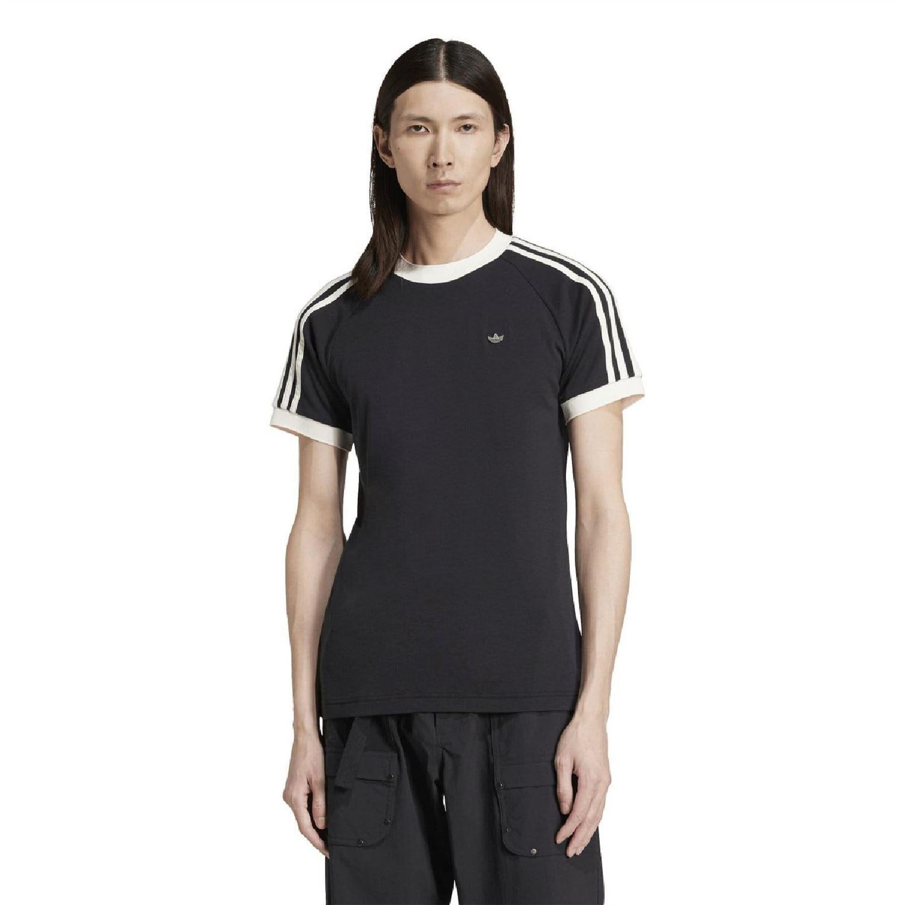 Black - Side - Adidas Mens Cali 3 Stripes T-Shirt