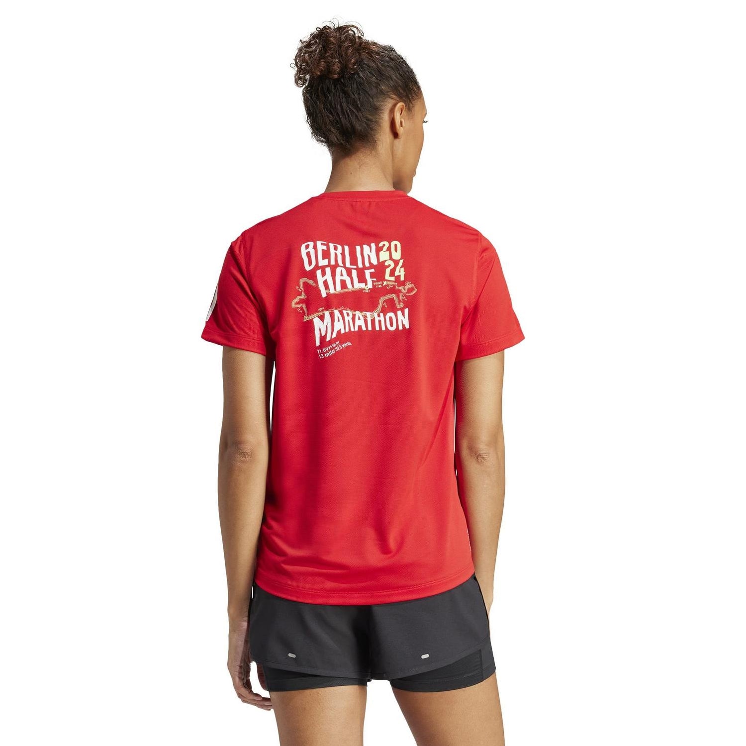 Red - Back - Adidas Womens-Ladies Berlin Half Marathon 24 T-Shirt