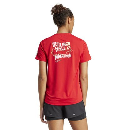 Red - Back - Adidas Womens-Ladies Berlin Half Marathon 24 T-Shirt