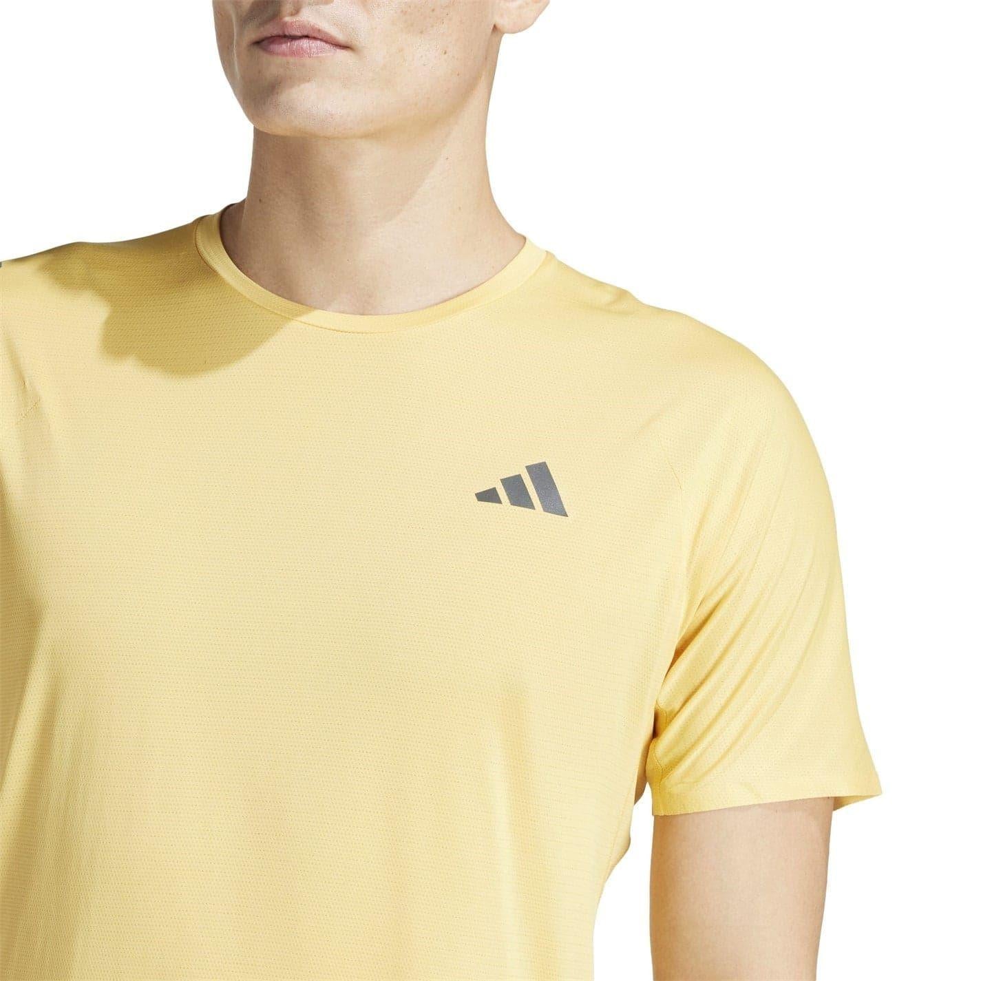 Yellow - Side - Adidas Mens Adizero Running T-Shirt