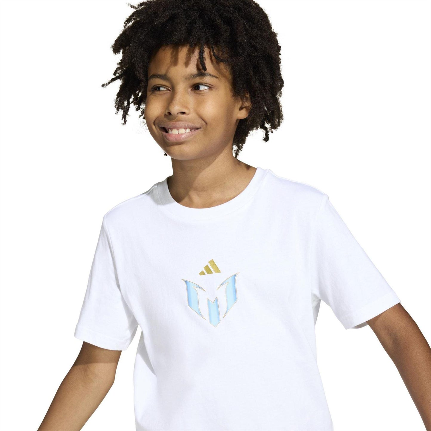 White - Pack Shot - Adidas Childrens-Kids Messi Icon T-Shirt