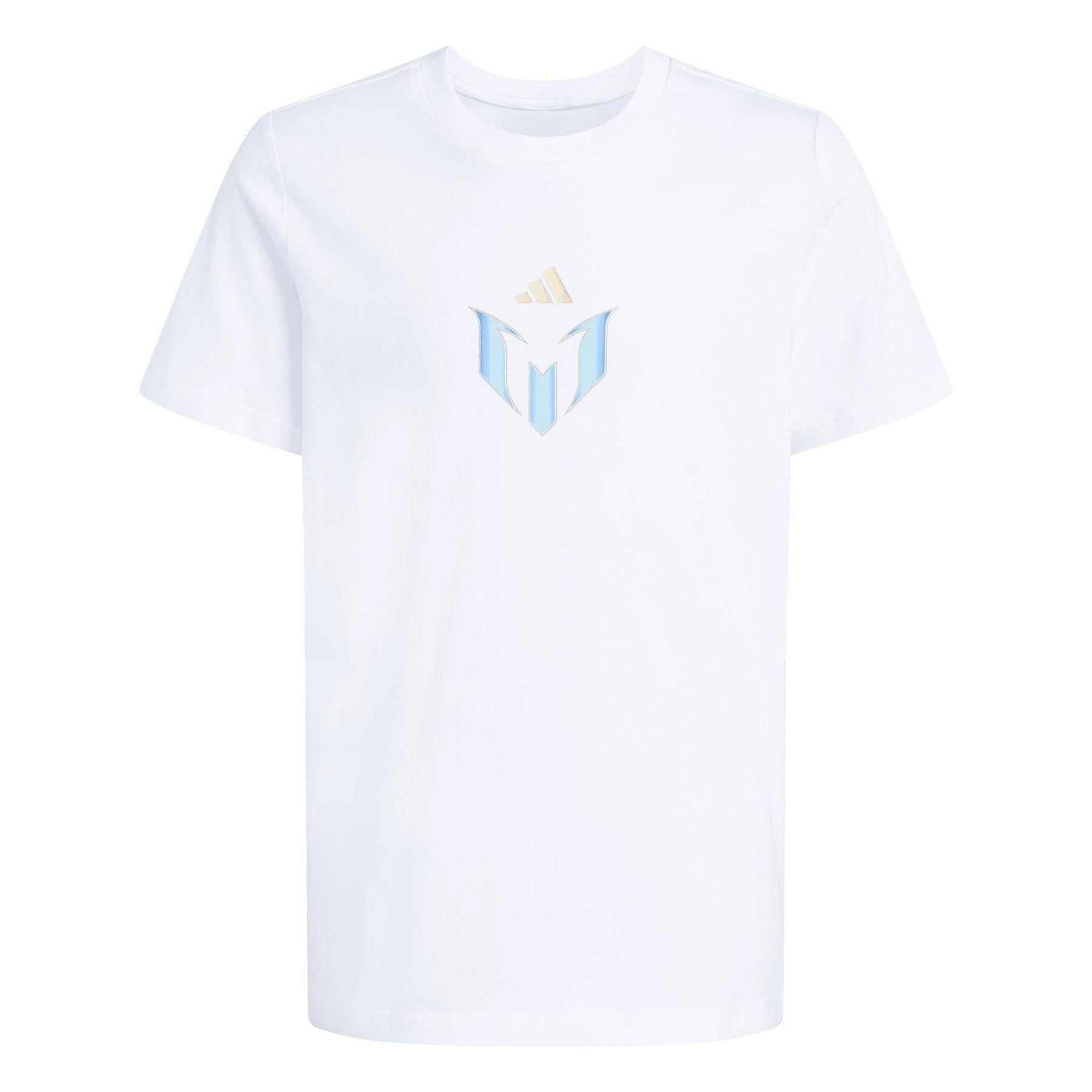 White - Front - Adidas Childrens-Kids Messi Icon T-Shirt