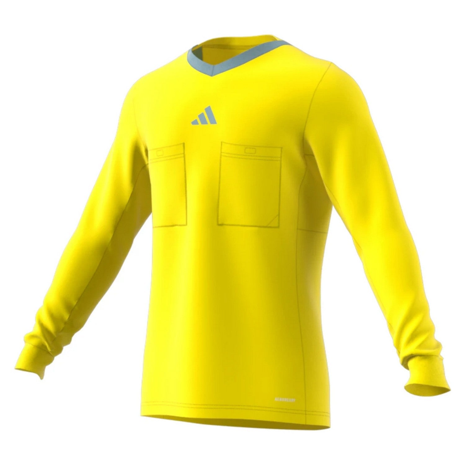 Bright Yellow - Side - Adidas Womens-Ladies 22 Long-Sleeved Referee Jersey