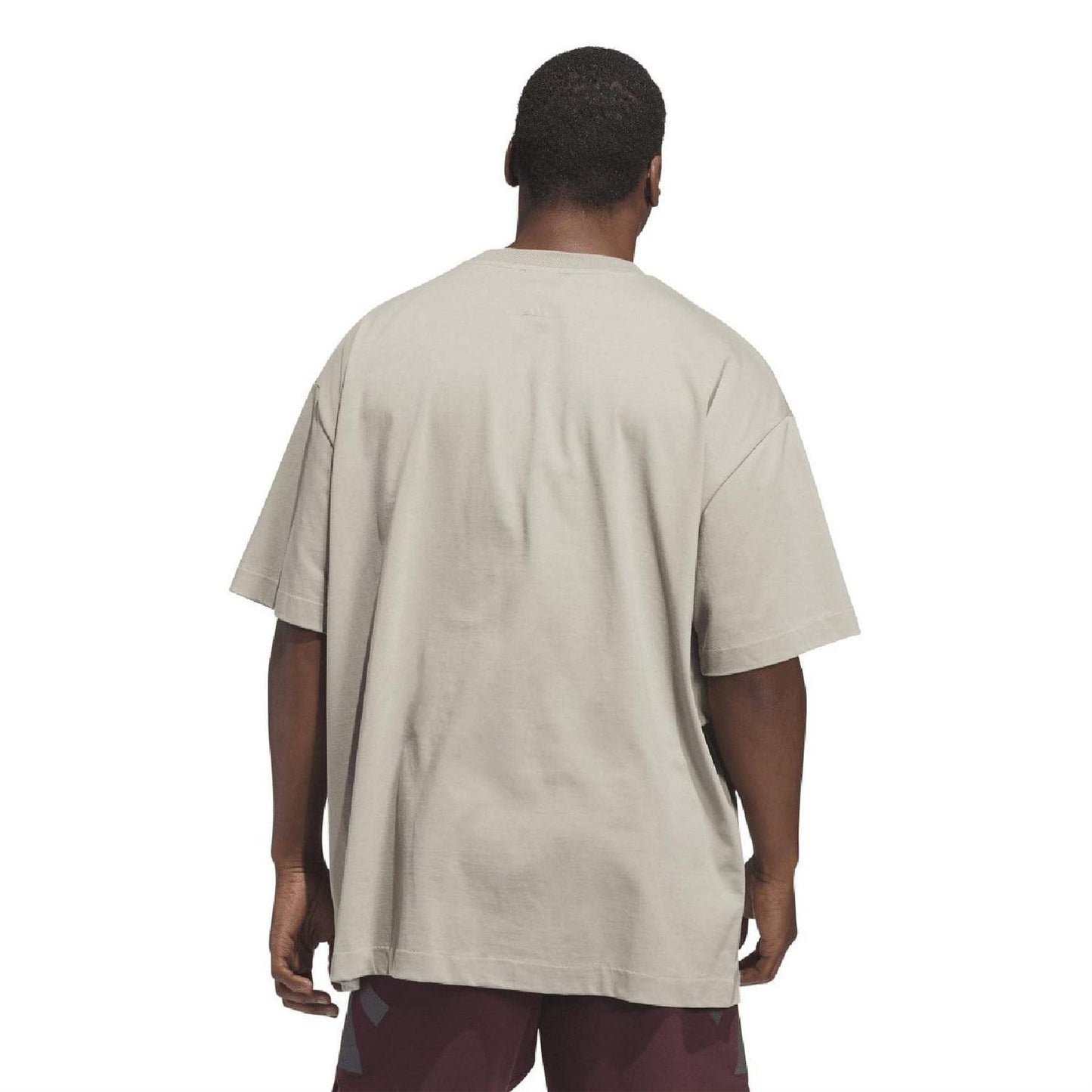 Beige - Back - Adidas Unisex Adult Basketball T-Shirt