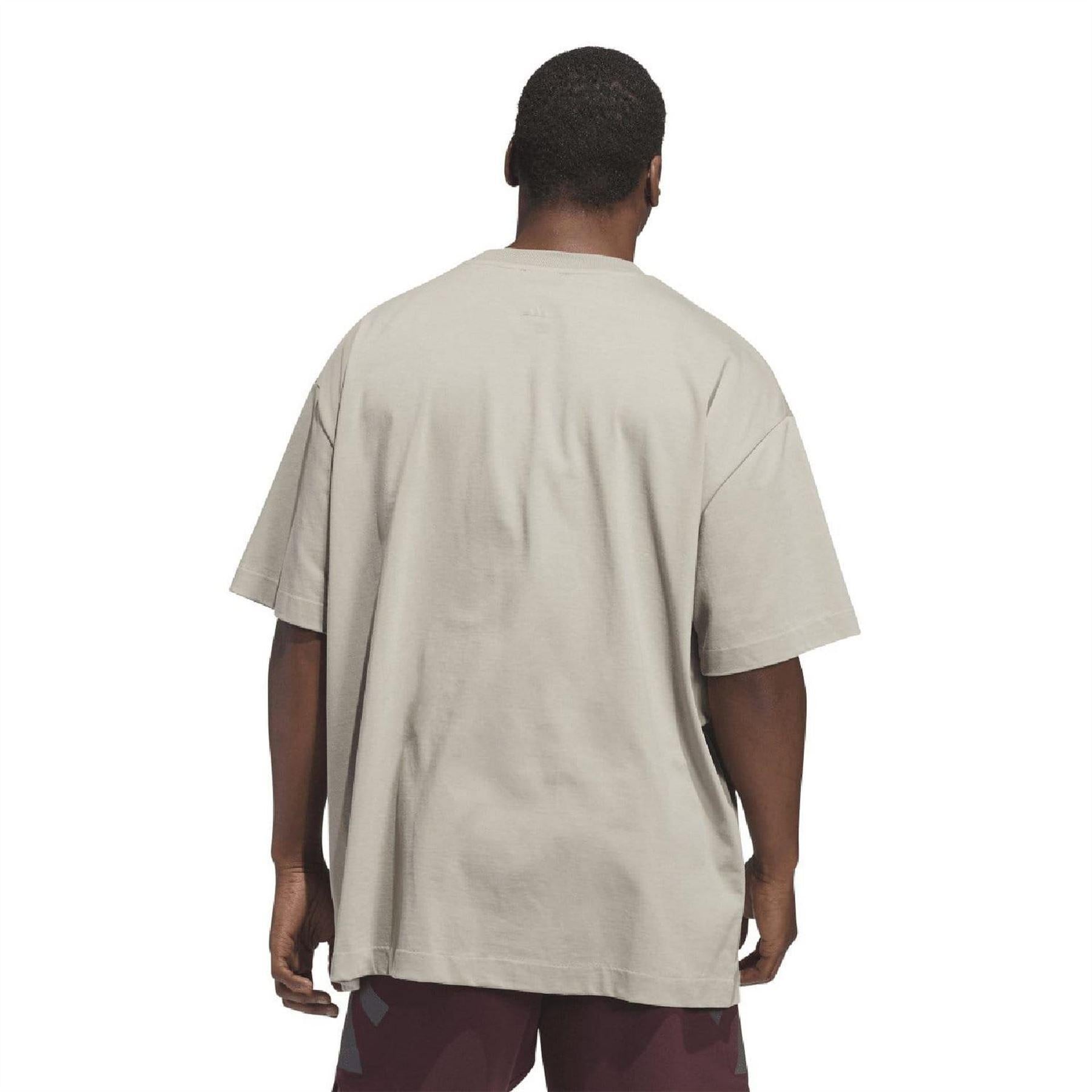 Beige - Back - Adidas Unisex Adult Basketball T-Shirt