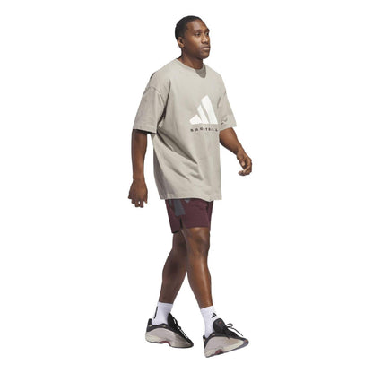 Beige - Side - Adidas Unisex Adult Basketball T-Shirt