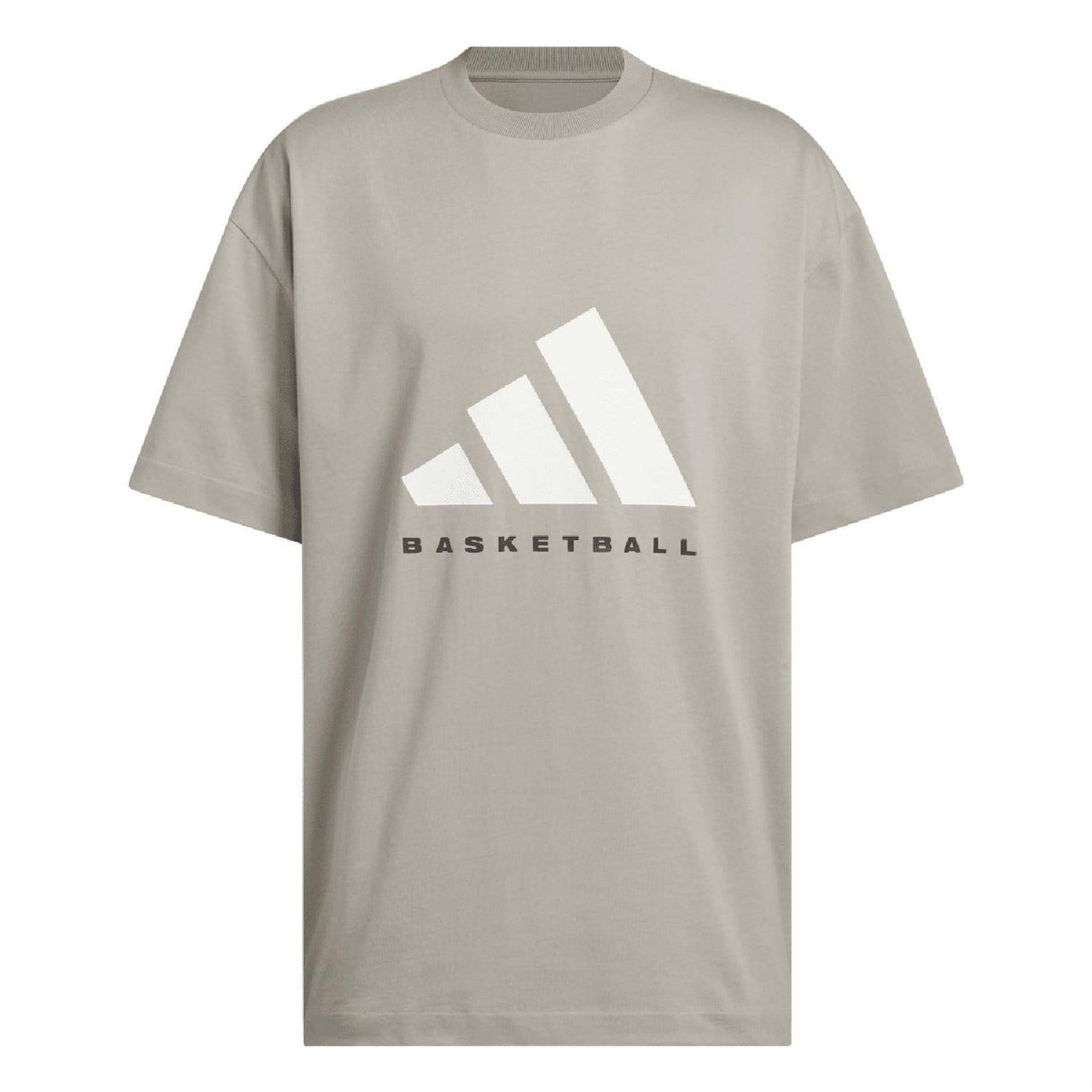 Beige - Front - Adidas Unisex Adult Basketball T-Shirt