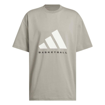 Beige - Front - Adidas Unisex Adult Basketball T-Shirt