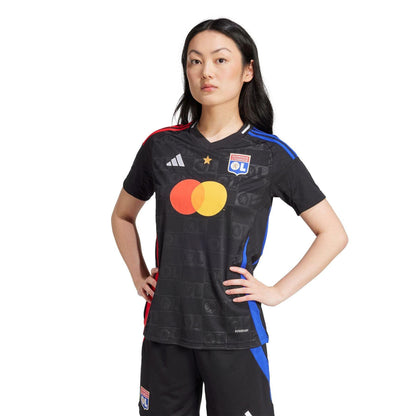 Black - Side - Adidas Womens-Ladies Olympique Lyonnais 24-25 Away Jersey