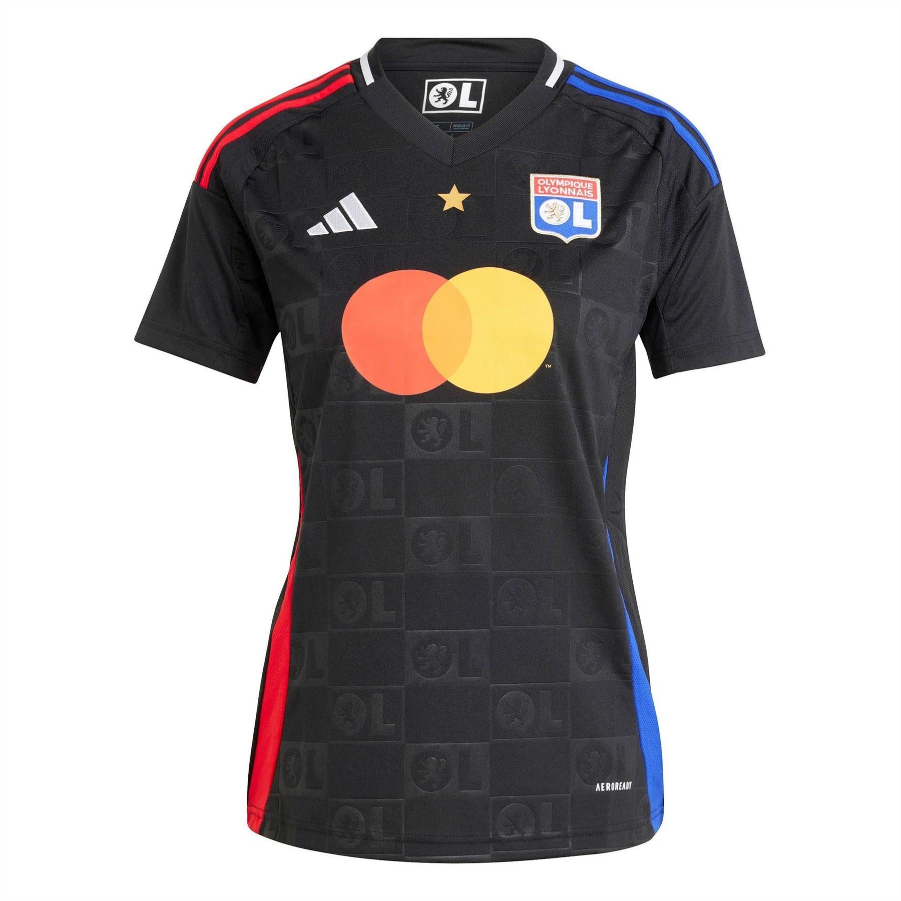 Black - Front - Adidas Womens-Ladies Olympique Lyonnais 24-25 Away Jersey