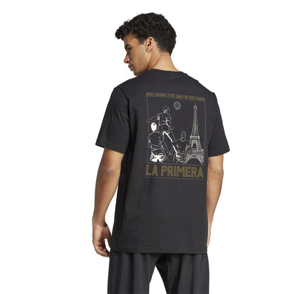 Black - Back - Adidas Mens Real Madrid CF Heavy Cotton Short-Sleeved T-Shirt
