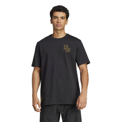 Black - Side - Adidas Mens Real Madrid CF Heavy Cotton Short-Sleeved T-Shirt