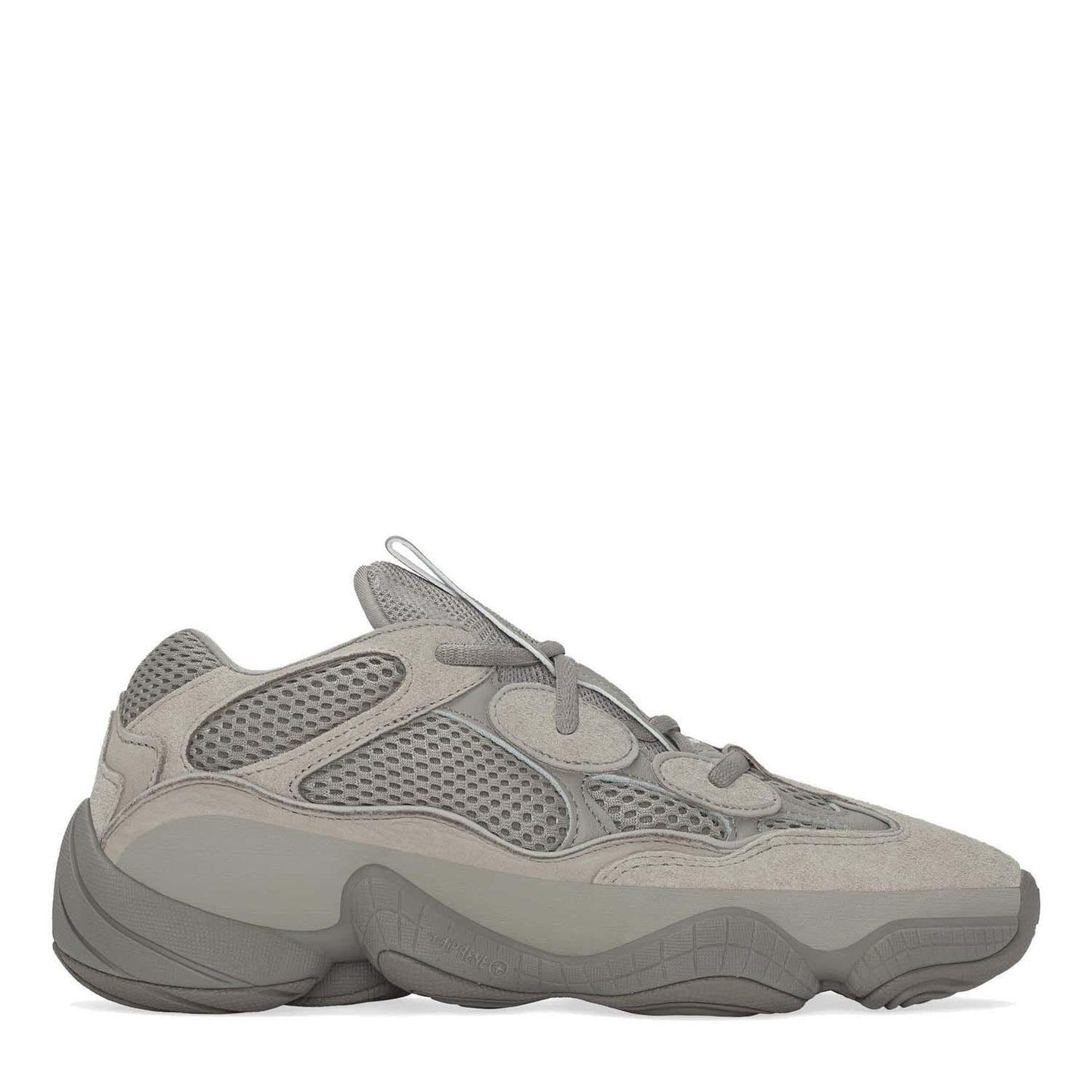 Ash Grey - Front - Yeezy Mens 500 Leather Trainers