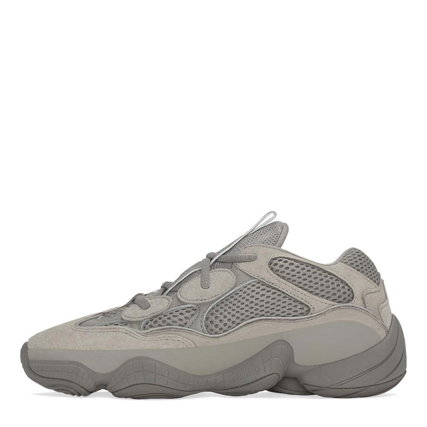 Ash Grey - Back - Yeezy Mens 500 Leather Trainers