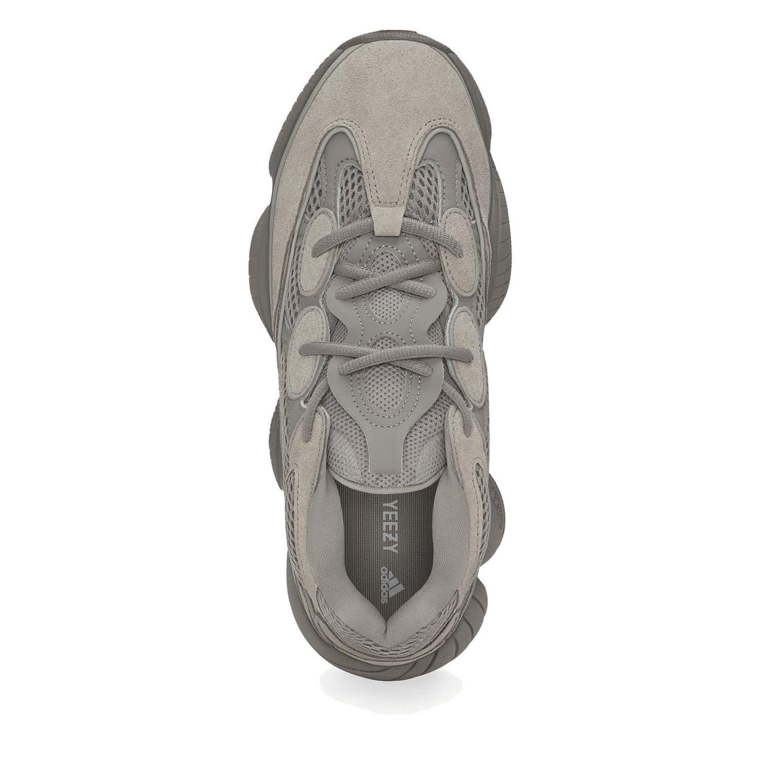 Ash Grey - Side - Yeezy Mens 500 Leather Trainers