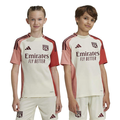 Ivory - Side - Adidas Childrens-Kids 24-25 Olympique Lyonnais Home Jersey