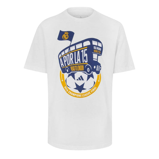 White - Front - Adidas Mens UCL Champions League Real Madrid CF T-Shirt