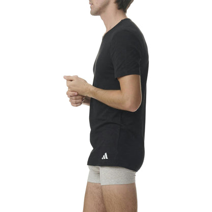 Black - Pack Shot - Adidas Mens Crew Neck Regular T-Shirt (Pack of 2)
