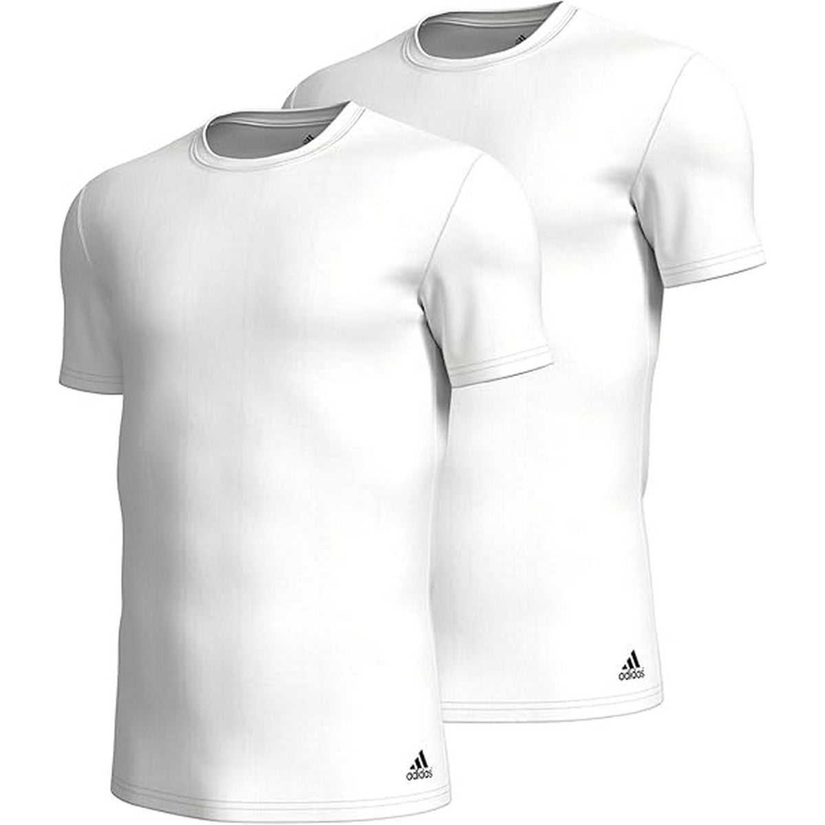 White - Front - Adidas Mens Crew Neck Regular T-Shirt (Pack of 2)