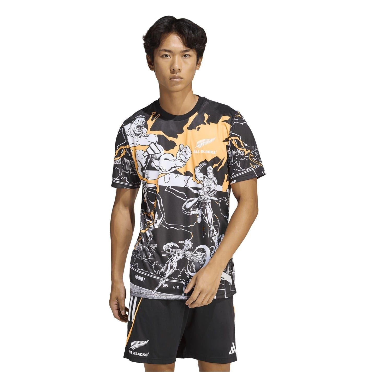 Black - Side - Adidas Unisex Adult All Black Marvel T-Shirt