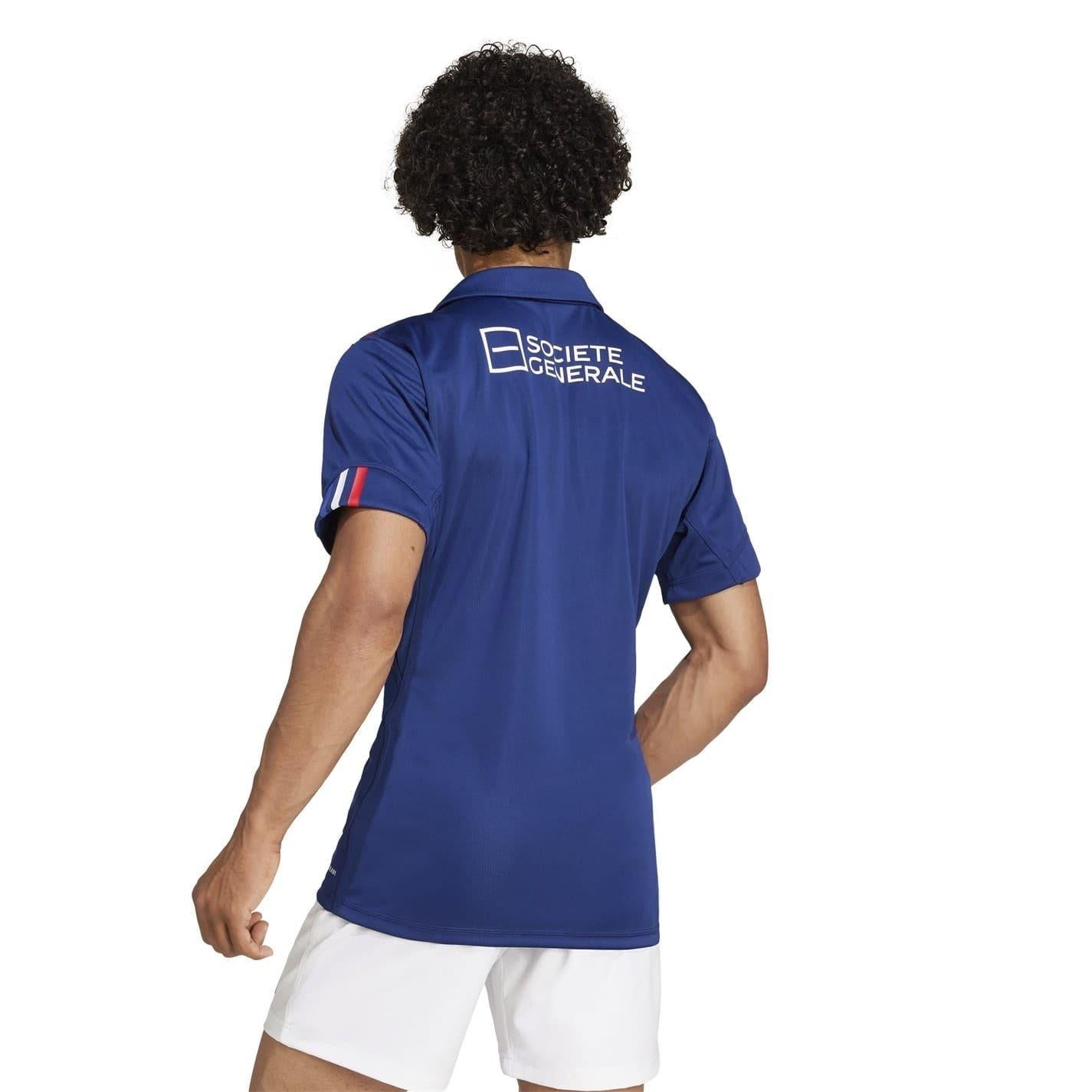 Dark Blue - Side - Adidas Mens France FFR Rugby Home Jersey