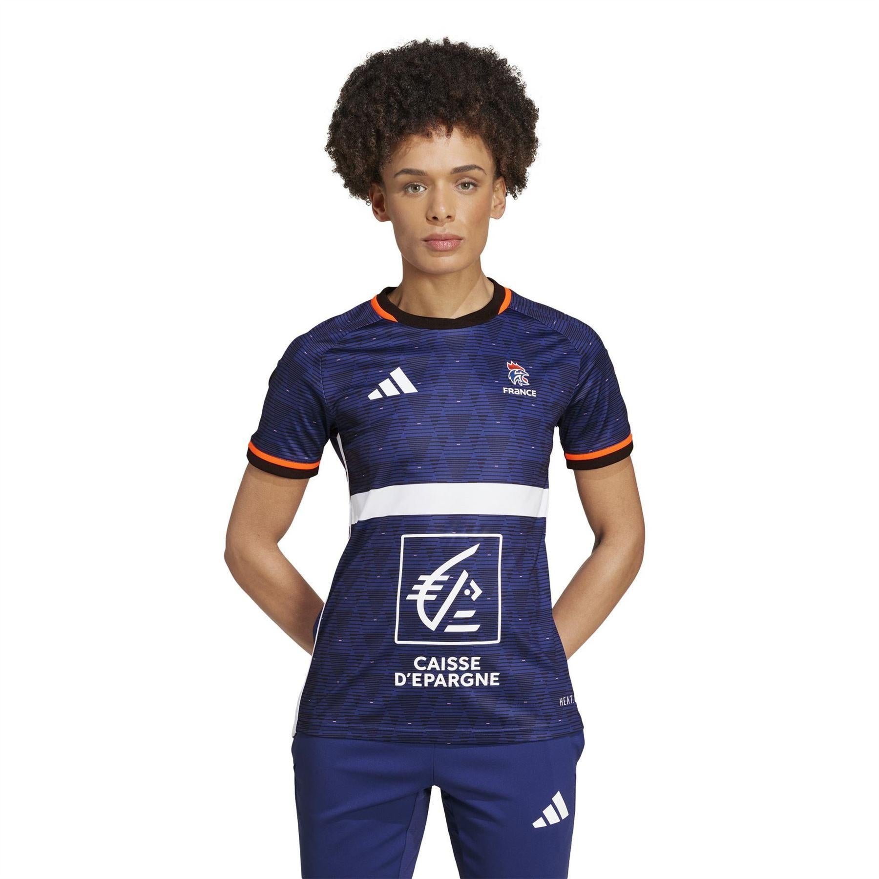 Lucid Blue - Side - Adidas Womens-Ladies France FFR Handball Jersey